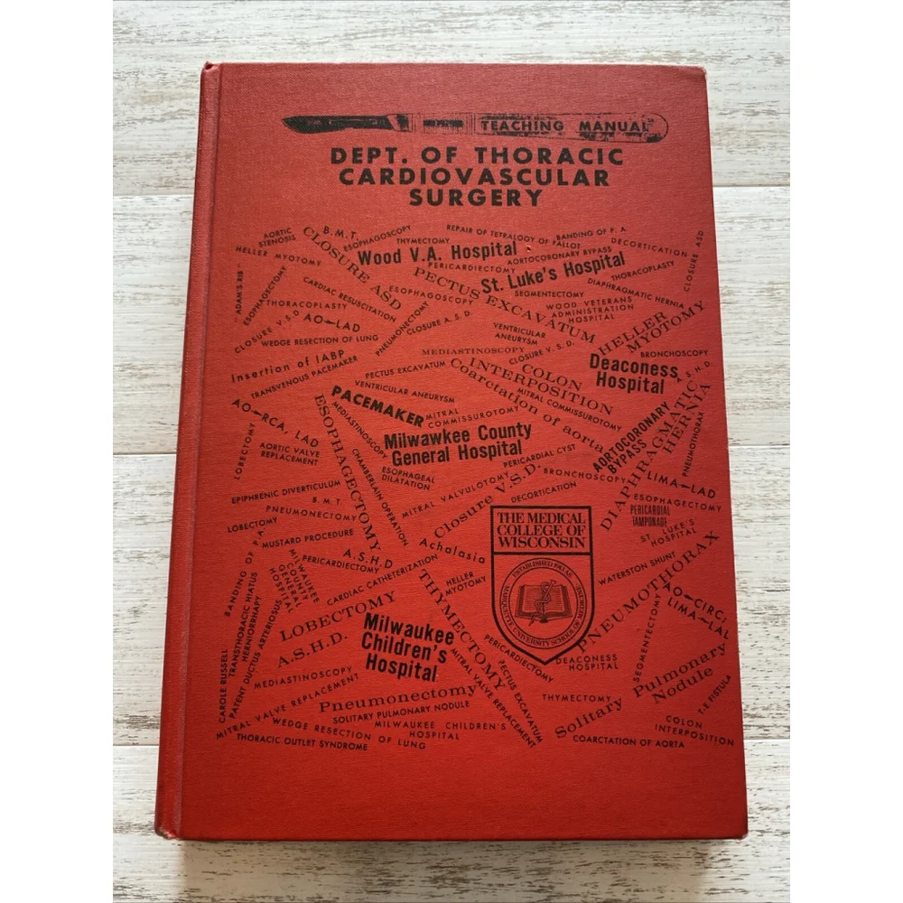 Vintage Red Hardcover Thoracic Cardiovascular Surgery Training Manual Milwaukee